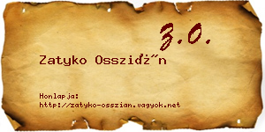 Zatyko Osszián névjegykártya